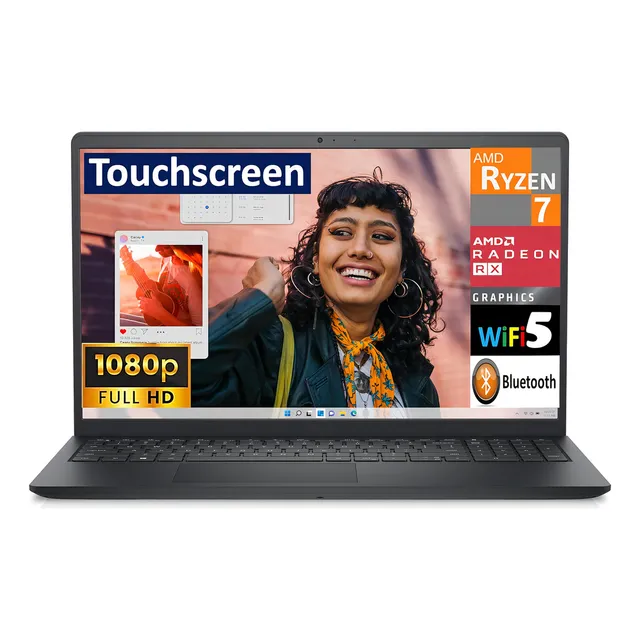 Dell Inspiron 3535 Laptop visualización táctil | 15.6 pulgadas 1920 x 1080 FHD | Ryzen 7-7730U - 512 GB SDD - 16 GB RAM | 8 núcleos @ 4.5 GHz Win 11 Home Noir Negro