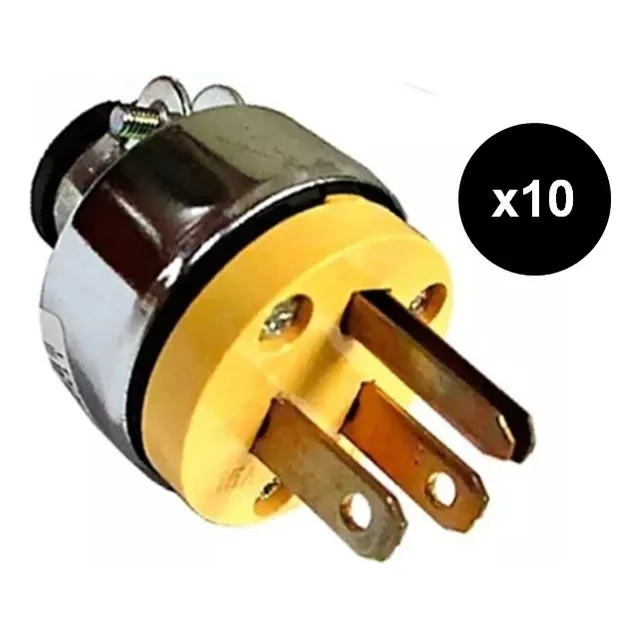 Enchufe 110v Polarizado Macho 3 Patas Metal X10uni