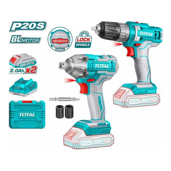 Taladro Atornillador + Llave Impacto 1/2 Total Tosli230702 Color Turquesa Frecuencia 50/60hz
