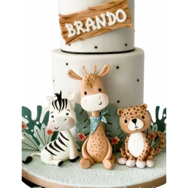 Adorno De Torta  Animales De La Selva  9pzas .