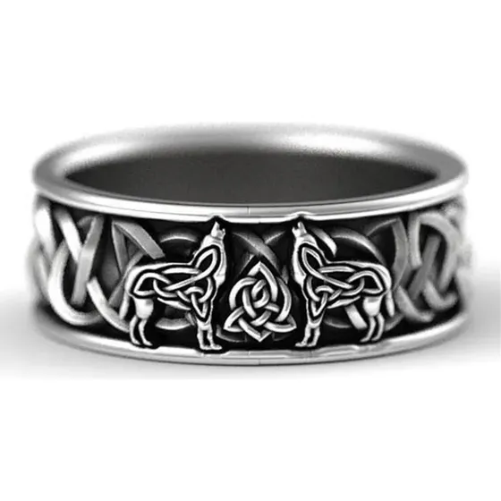 Anillo Diseño Entrelazado Triqueta Celta Plateado