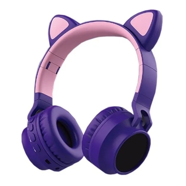 Audifonos Gamer Inhalambricos Led Auriculares Gato Micro Sd