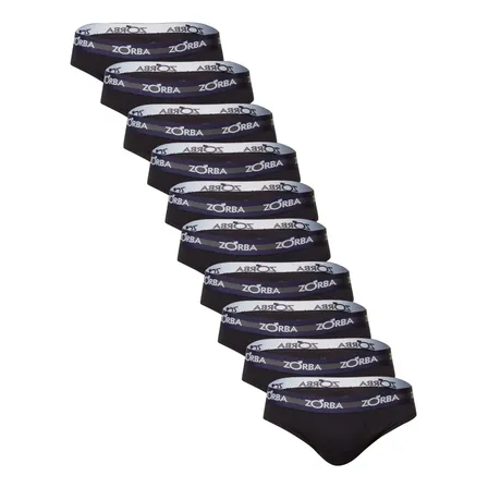 Kit 10 Cuecas Slip Go Tagless Masculina Zorba Cós Aparente Preto Xgg