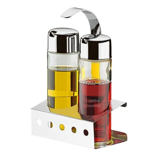 Set Aceite Vinagre Con Corta Gotas + Base Acero Inox Brinox