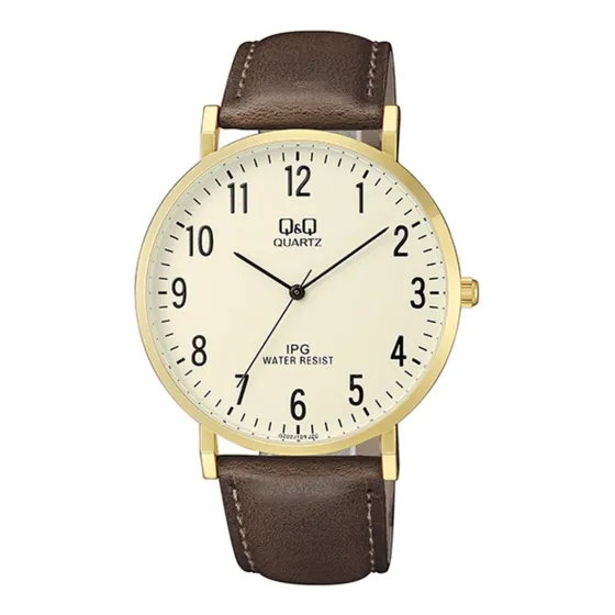 Reloj Q&q De Caballero Qz02j103y Piel Marron Sumergible