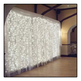 Cortina 300leds 3m X 3mm Fio Transparente Incolor Cortina 300leds 3m X 3mm Fio Transparente Incolor