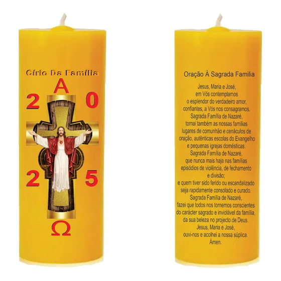 Vela Círio Pascal Da Família Cristo Amarelo 1 Unidade