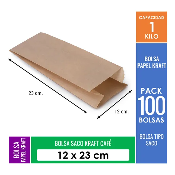 Saco Cambucho Kraft 1 Kilo Pack