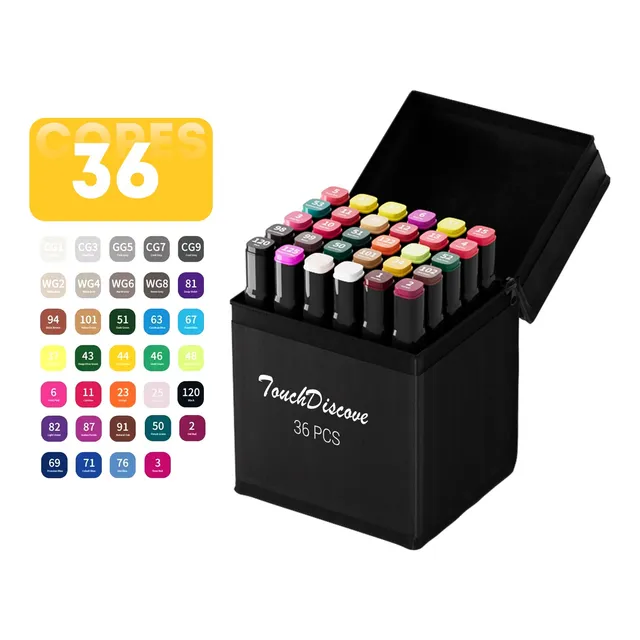 Conjunto Kit 36 Cores Canetas Marcador Canetinha Ponta Dupla