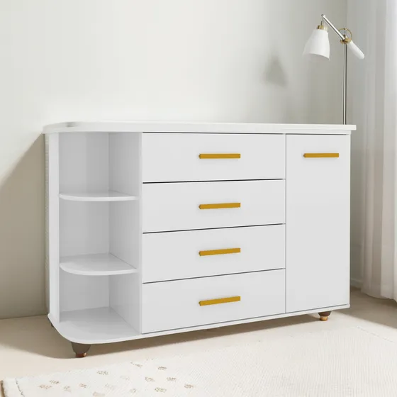 Cômoda Infantil Com Cantoneira Laura 1 Porta Branco - Mpozenato