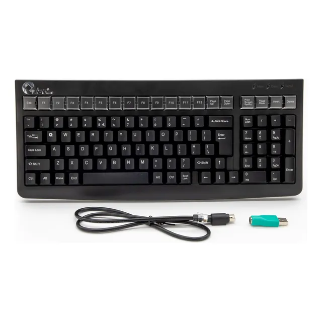 Teclado Pos Qian Alámbrico 101 Teclas Ps/2 Español Para Pos Negro Español Latinoamérica