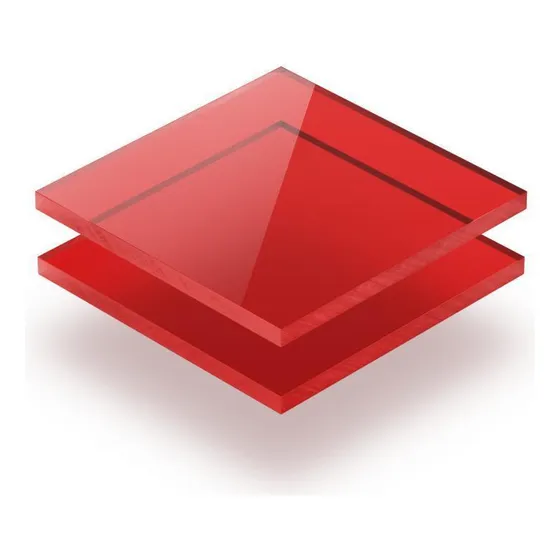 Chapa Acrílica Transparente 1000x500mm 3,0mm - Vermelha