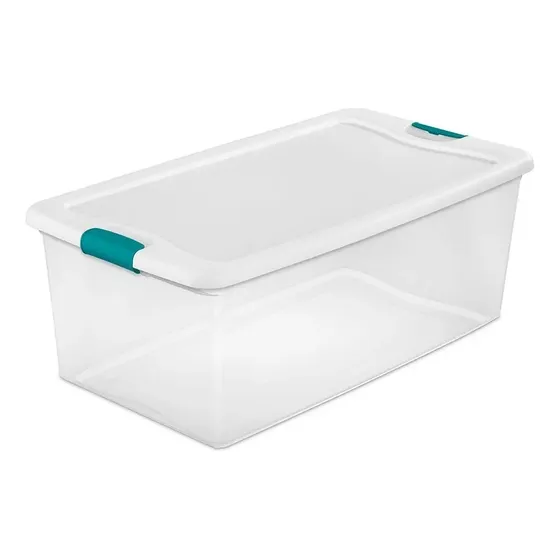 Caixa Plástica Organizadora 30 Litros Transparente Com Tampa
