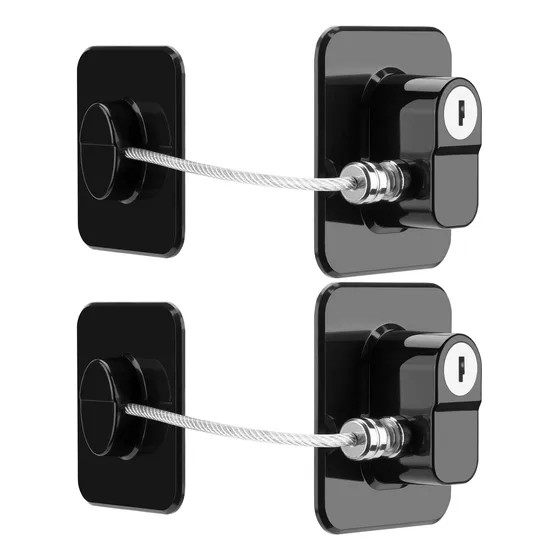 Traba Seguro Para Puerta De Heladera (2 Unidades) - Negro
