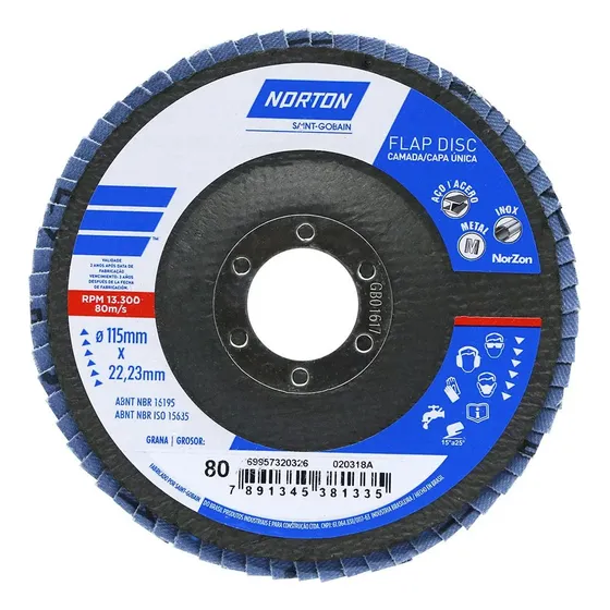 Flap Disco Curvo 4.1/2 G-80 Costado Fibra - Norton