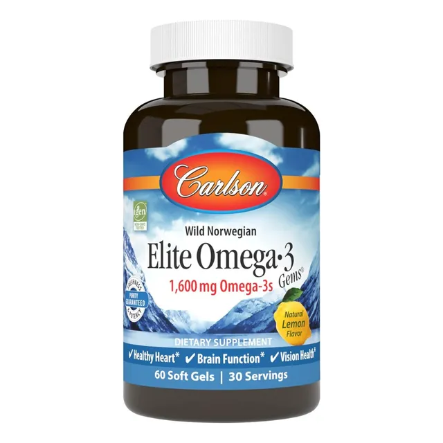 Omega 3 Elite 1600 Mg Carlson 60 Softgel Sabor Limón