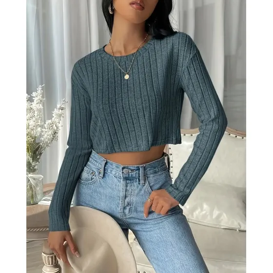 Sueter Casual Tipo Crop Top De Dama