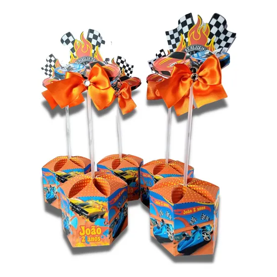 Kit Aniversário 10 Centro De Mesa Hotwheels Personalizado