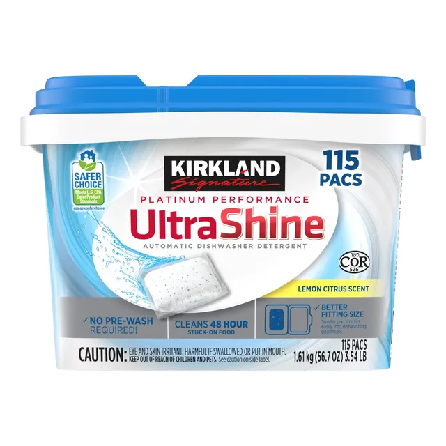 Detergente Lavaplatos Kirkland Ultra Shine Pastillas 115 Pac