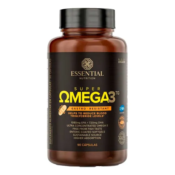 Super Ômega 3 Gastro Resistant 90caps Essential Nutrition Sabor Natural