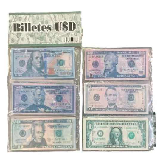 Dinero Jugue 90 Billetes Dólares-didáctico-plata X10unidades