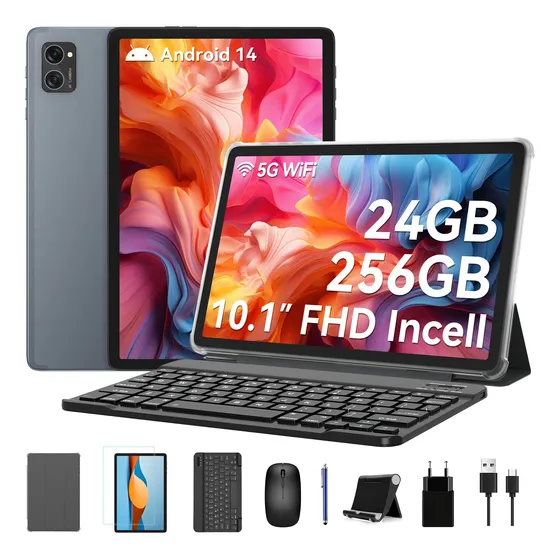Tablet 10.1'' Android 14 8gb+256gb Rom Wifi Con Funda Mouse
