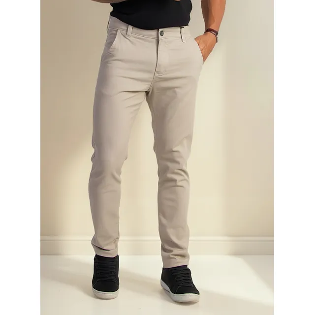 Calça Sarja Social Masculina Esporte Fino Com Elastano