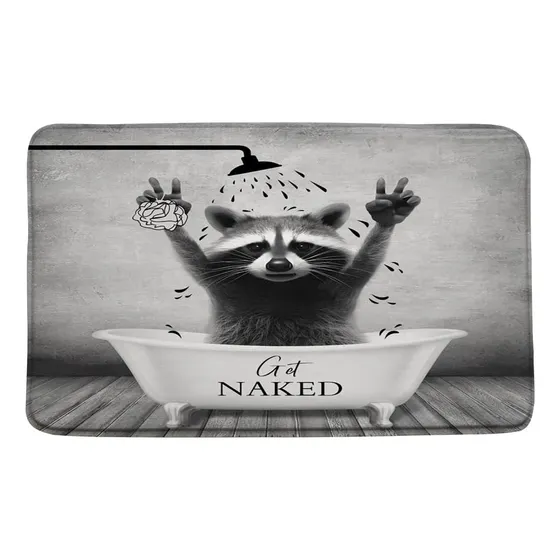 Tapete Baño Diseño Mapache Bonito Animal Bañera Cabezal Para