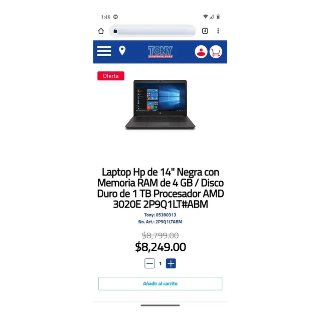 Laptop 14'' Hp Negra