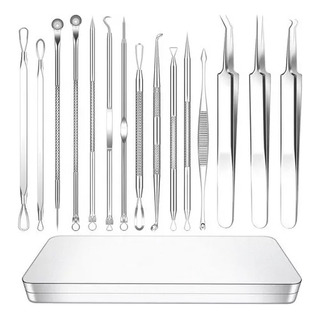 Kit Con 15 Espinillas Extractor Negro Cureta Acné Limpiador Kit Con 15 Espinillas Extractor Negro Cureta Acné Limpiador