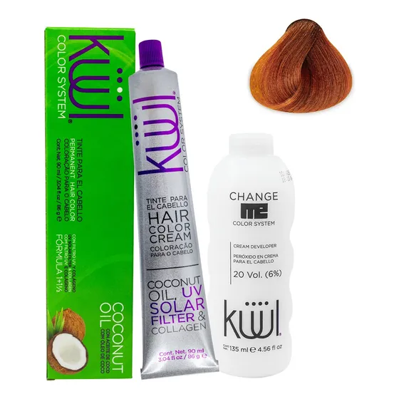 Kit Tinte De Cabello Kuul 90 Ml Naturales  + Peroxido 20 Vol