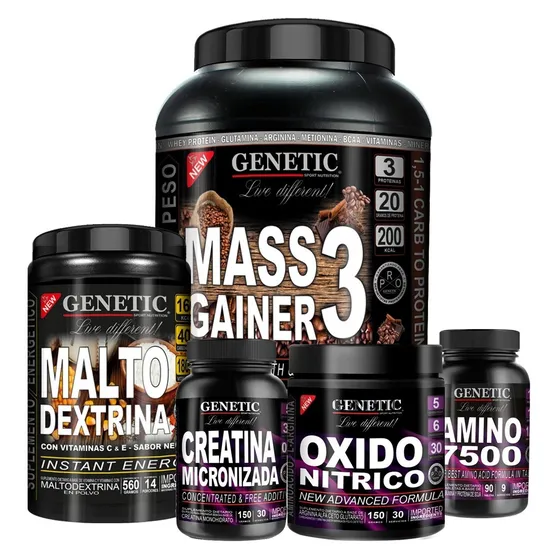 Combo Anabol 5 Gainer Creatina Aminoácidos Genetic