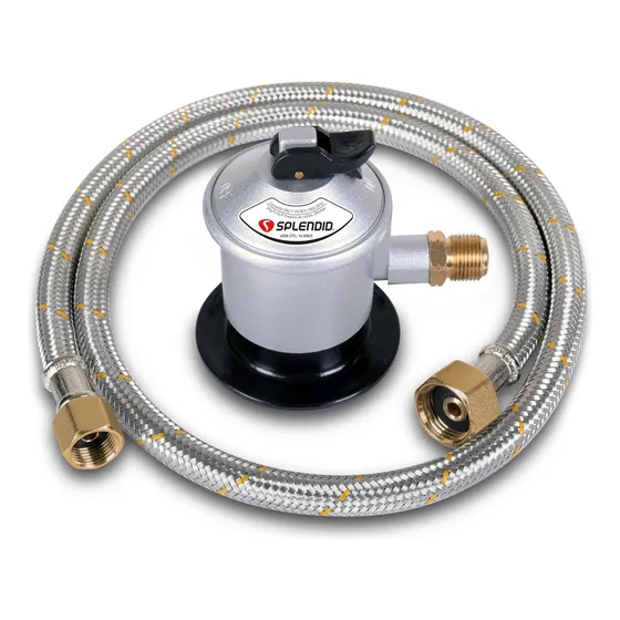 Regulador De Gas Licuado Splendid De 5-11-15kg Con Flexible Color Plateado