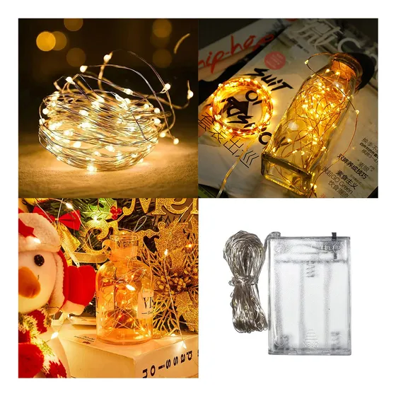 2 Fio De Fada 10 Metros Cordão Led De Luz 100 Leds Usb Pilha