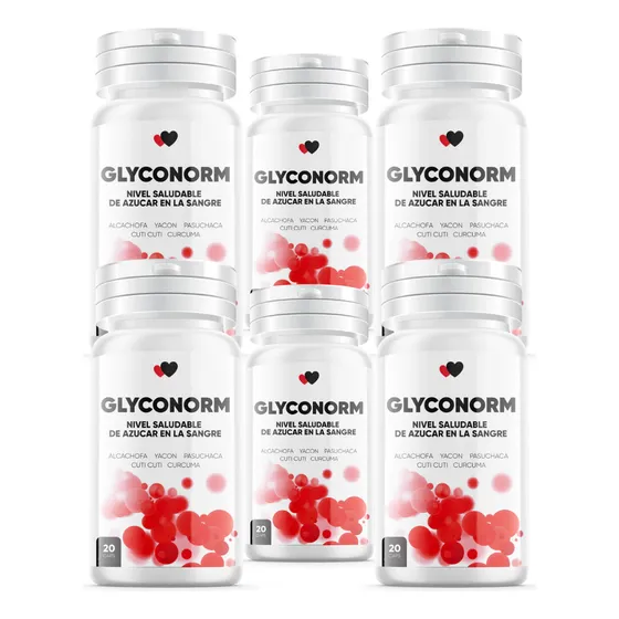 Glyconorm 500mg Trata La Diabetes 20 Capsulas 06 Frascos