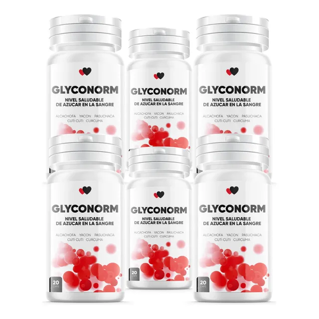 Glyconorm 500mg Trata La Diabetes 20 Capsulas 06 Frascos