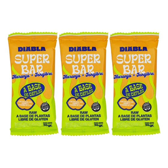 Better Diabla Super Bar Naranja Jengibre Suplemento X3