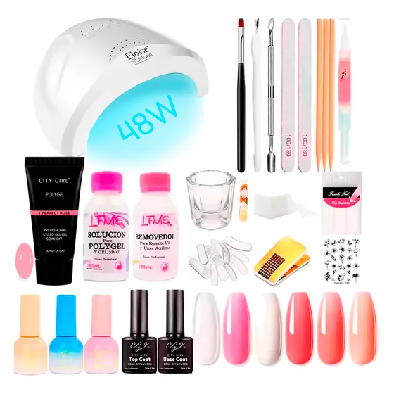 Kit Uñas Gel Perfucasa 29 Piezas Semipermanente Polygel