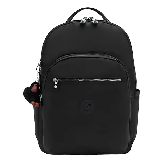 Mochila Kipling Seoul Negra Xl Cierre Extra Y Sección Para Laptop Color Negro Diseño De La Tela Lona