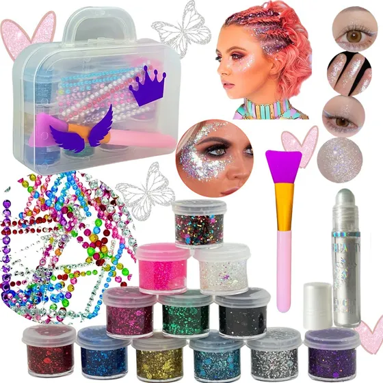 Combo Stand Glitter Gel Strass Brillos Fiesta Party