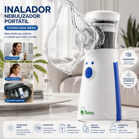 Inalador Nebulizador Portátil Bahrein Usb Pilha Cor Azul Silencioso Aparelho Inalação Compacto Mesh Bivolt Nebulizador Com Rede Vibratoria Aparelho Para Inalacao Inalador Silencioso Aparelho Inalador