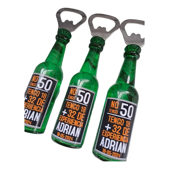 Souvenir Botella Destapador Con Iman Frases Con Bolsita