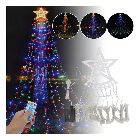 Luces Cascada Arbol Navidad Guirnalda Luz Navidad Solar Led Color de las luces Multicolor