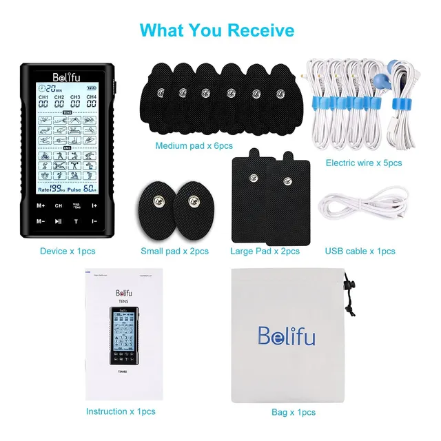 Masajeador Electro Estimulador Muscular Tens 4 Canales Belif