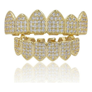 Parrillas Chapadas En Oro Para Dientes Circonita Cúbica Lujo Parrillas Chapadas En Oro Para Dientes Circonita Cúbica Lujo