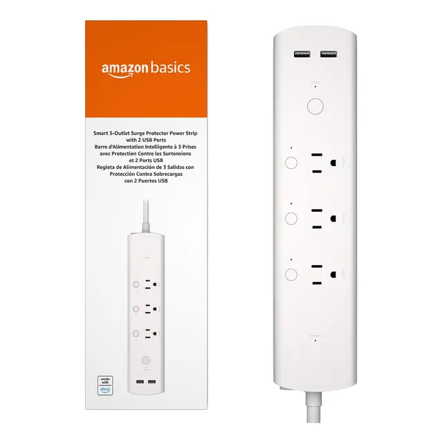 Regleta De Alimentación Inteligente Amazon Basics, 3 Enchufe