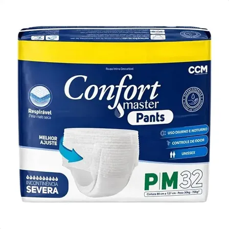 Fralda Geriátrica Adulto Confort Master Pants | Tamanho P/M | 32 Unidades