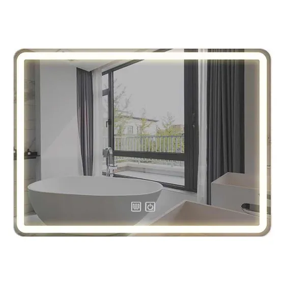 Espejo Segovia Rectangular Luz Led Y Desempañador 90 Cm Acra