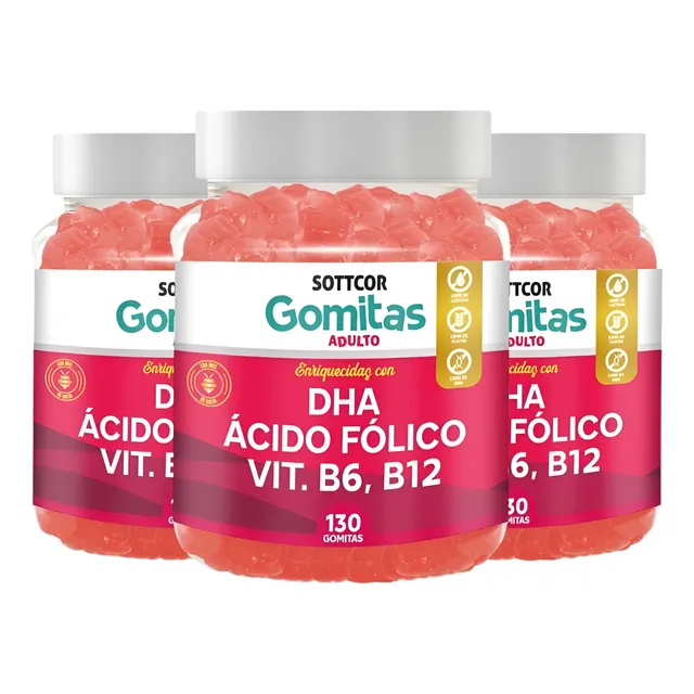 Pack 3 Dha Prenatal Para Adultos Gomitas Sottcor 100gr