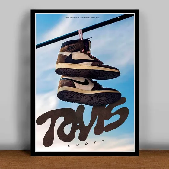 Cuadro Air Jordan 1 Travis Scott  30x42cm Listo P Colgar - Negro